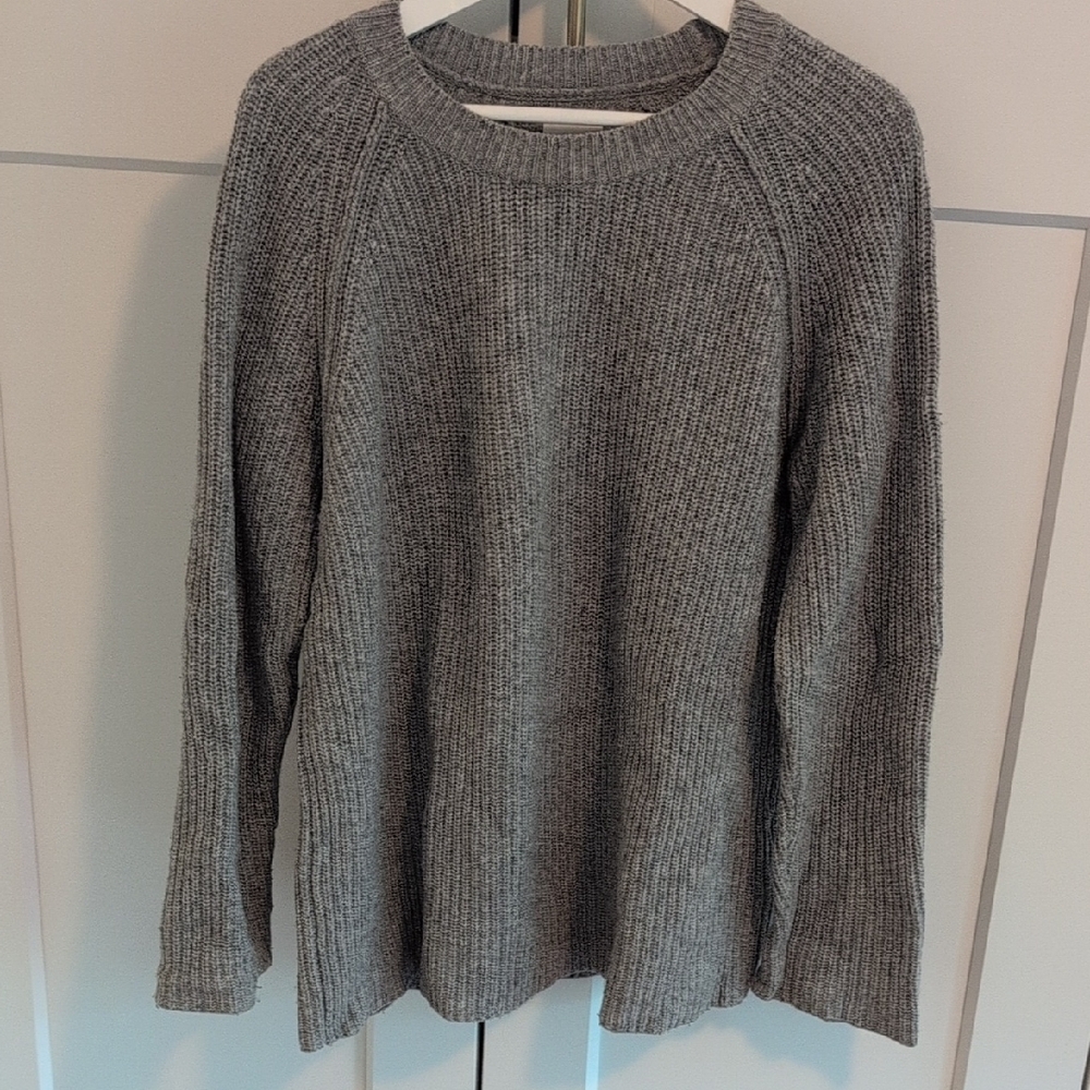 Anine Bing Gray Ribbed Crew Neck Sweater